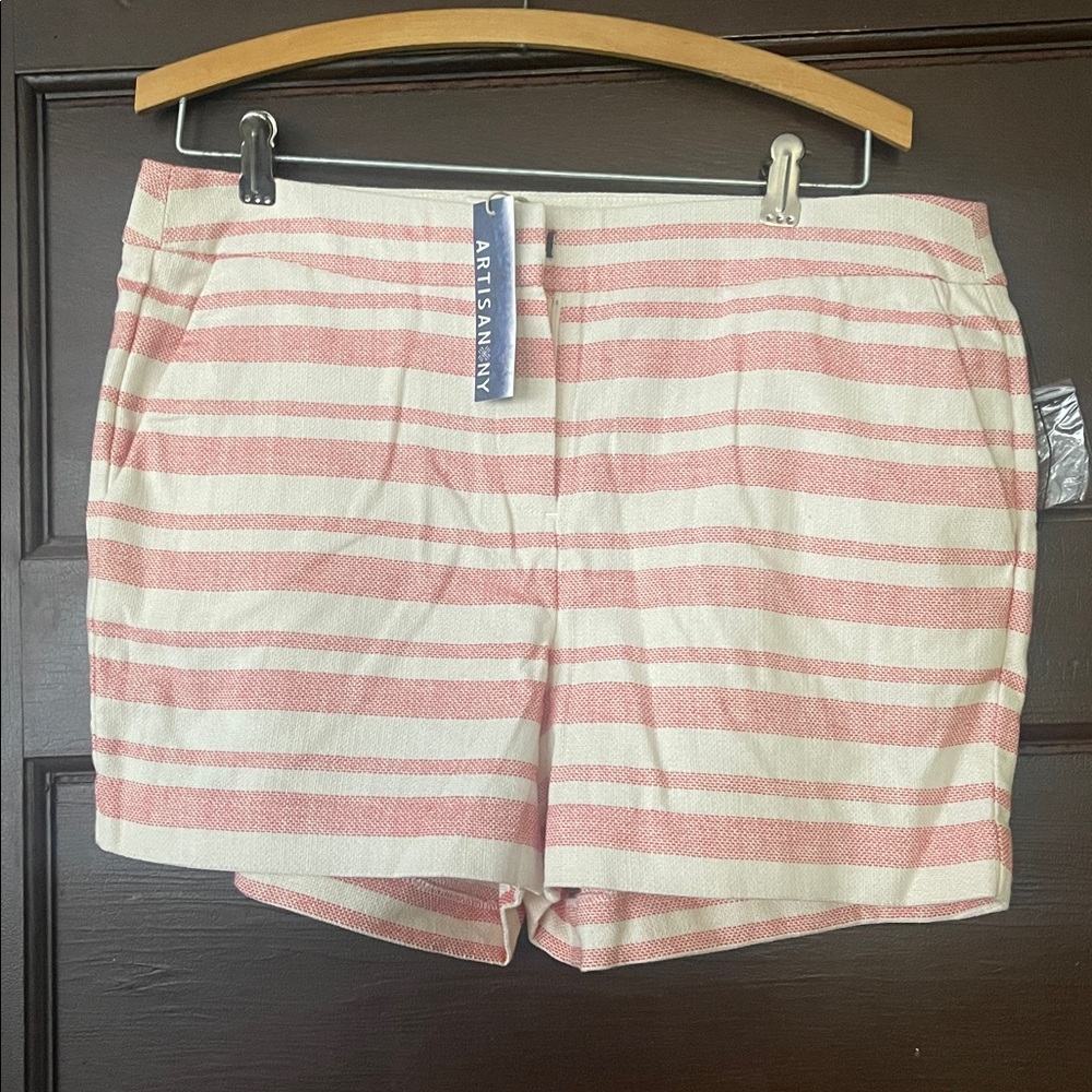 Artisan NY Red and Cream Striped Shorts NWT